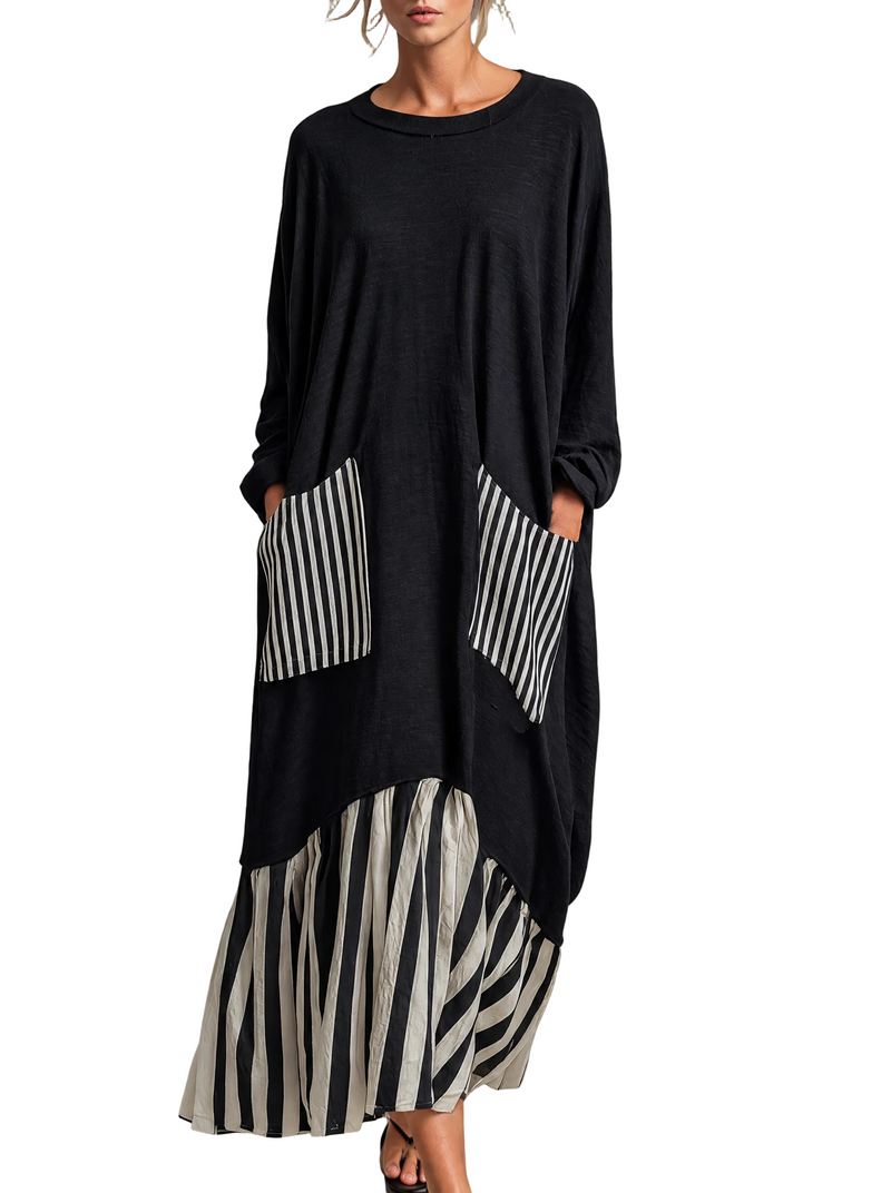 Abito Alba — Lungo Oversize in Cotone Patchwork