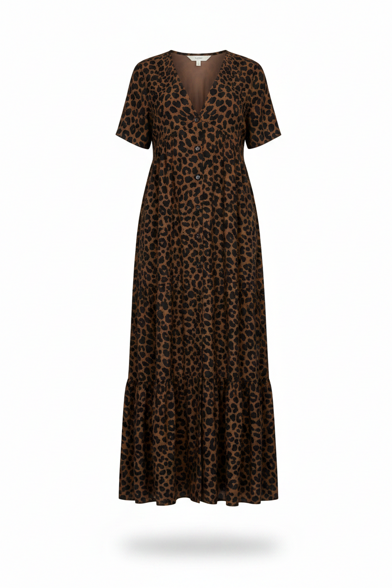 Vestido largo estampado de leopardo