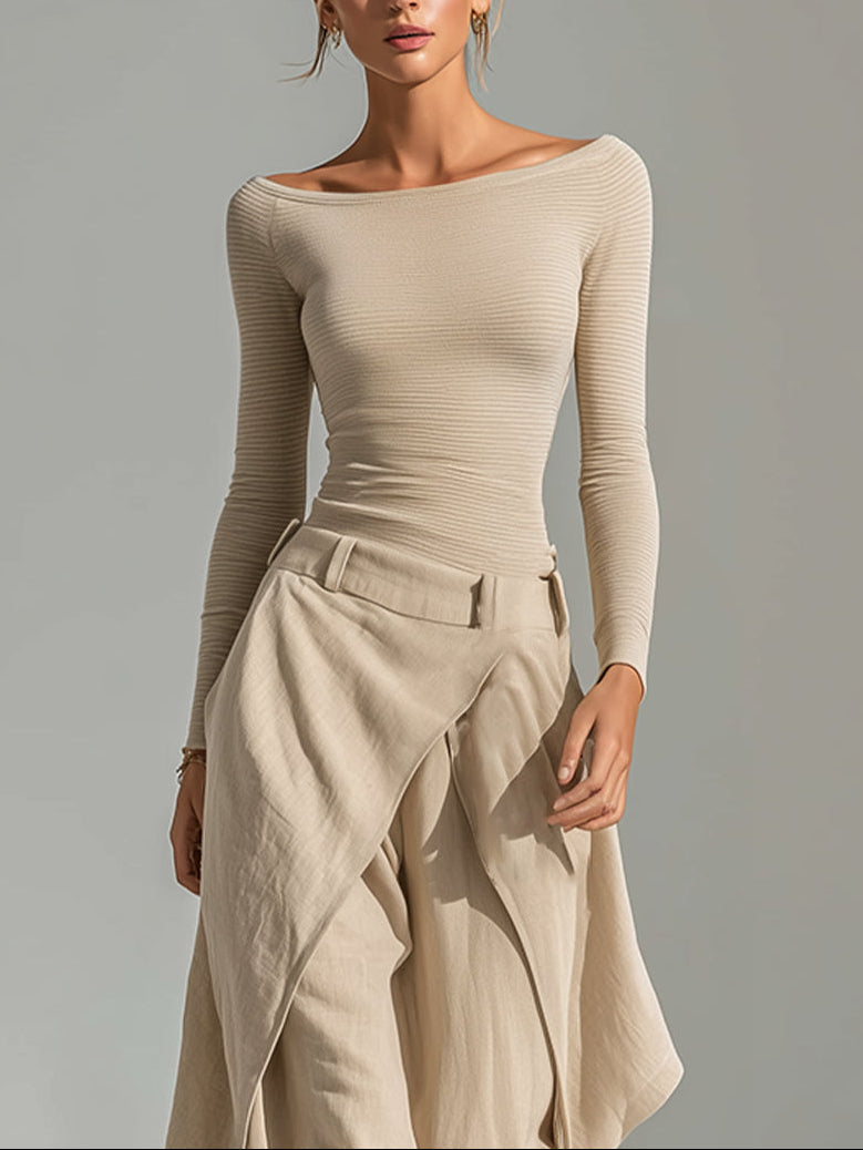 Conjunto Pepa — Top Escote Barco en Capas y Pantalón