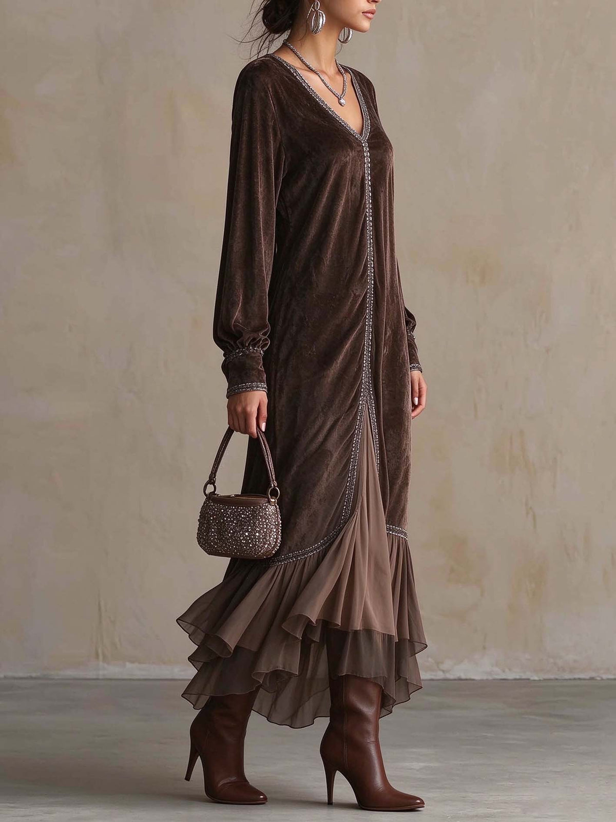 Vestido Teresa — Midi de Ante con Escote en V