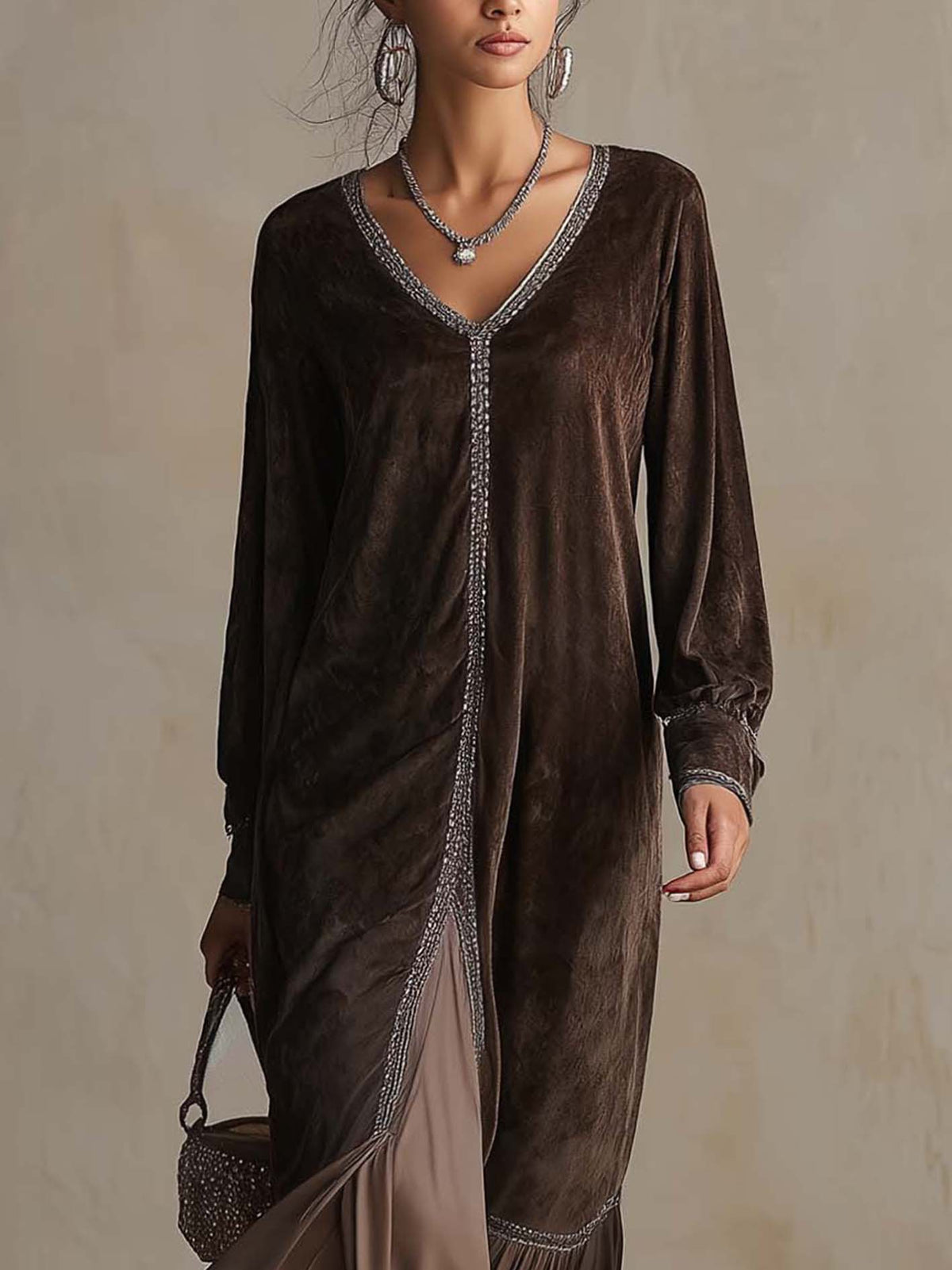 Vestido Teresa — Midi de Ante con Escote en V