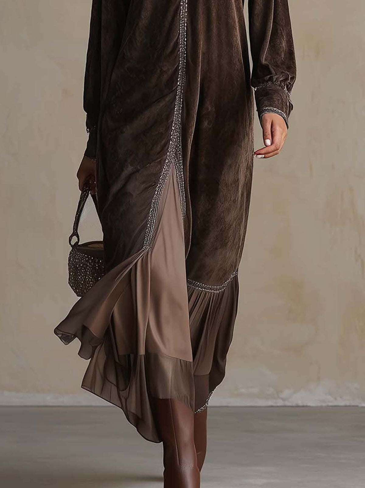 Vestido Teresa — Midi de Ante con Escote en V
