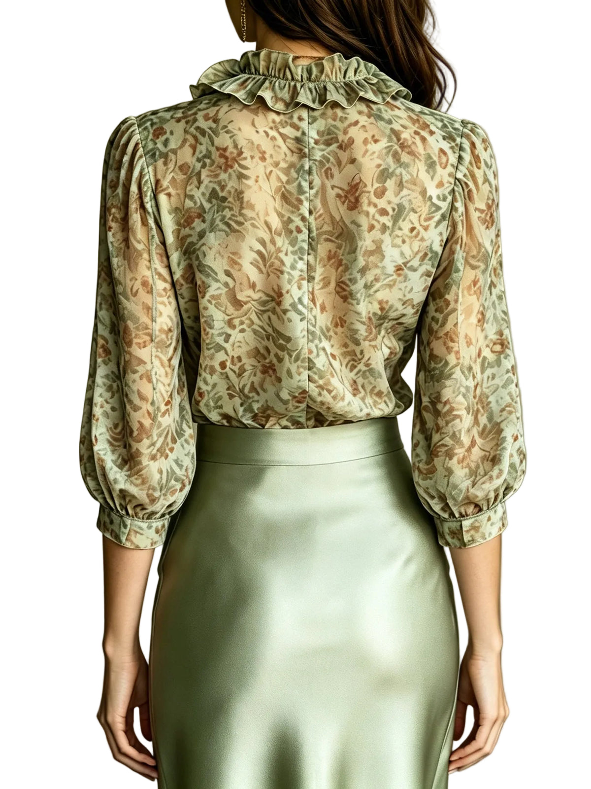 Conjunto Antonella — Blusa de Volantes y Falda Satinada