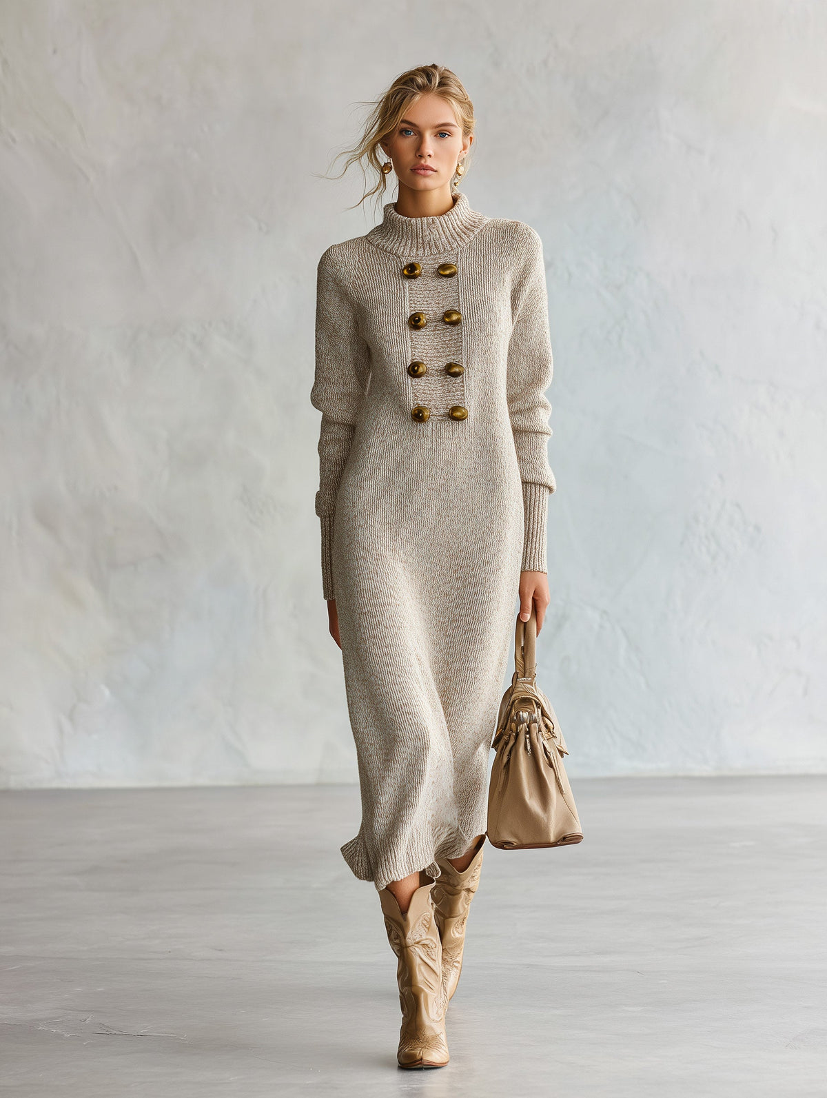 Abito Sara — Midi in maglia con bottoni