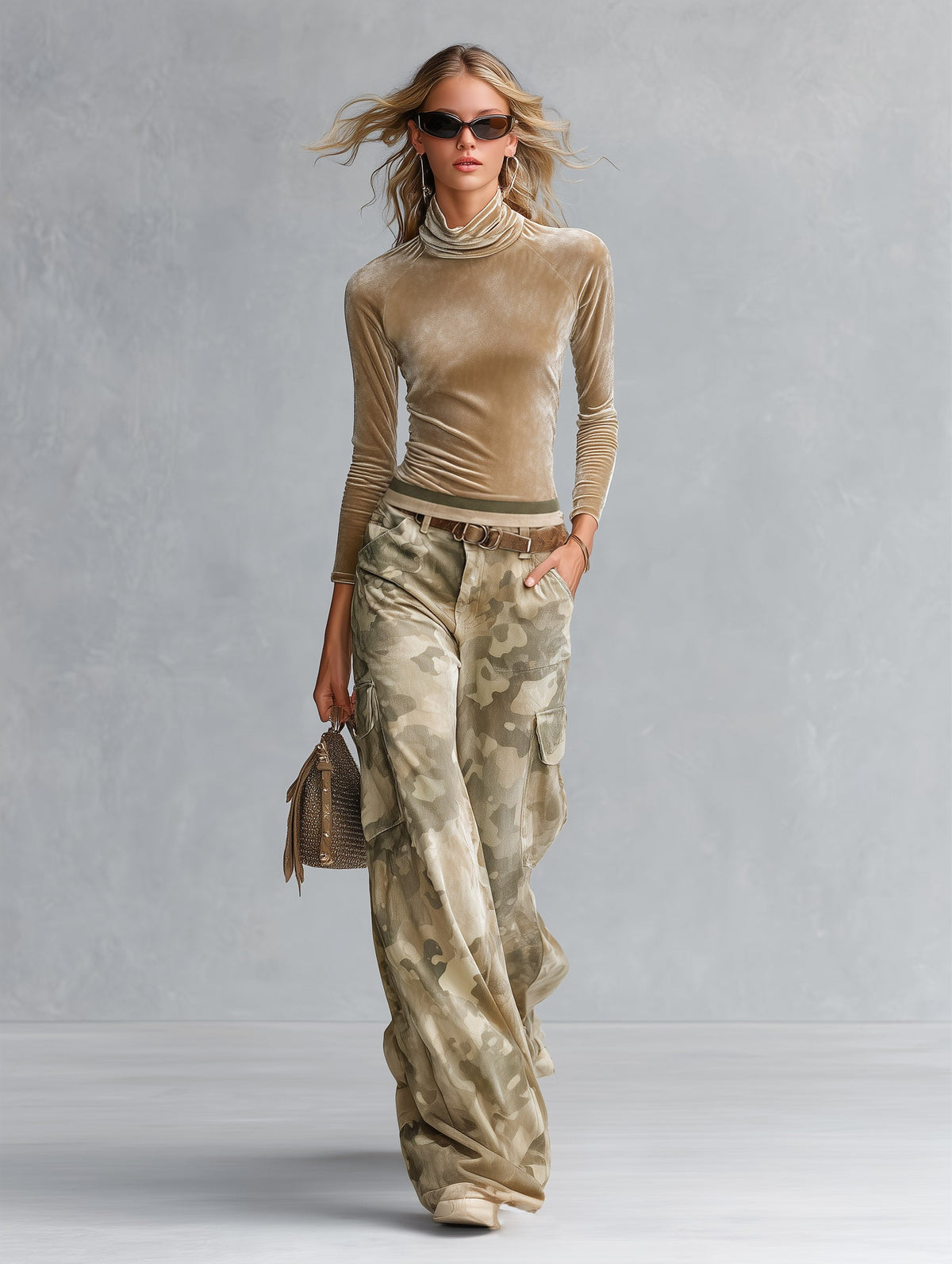 Completo Nerea — Velluto Retrò con Pantaloni Cargo