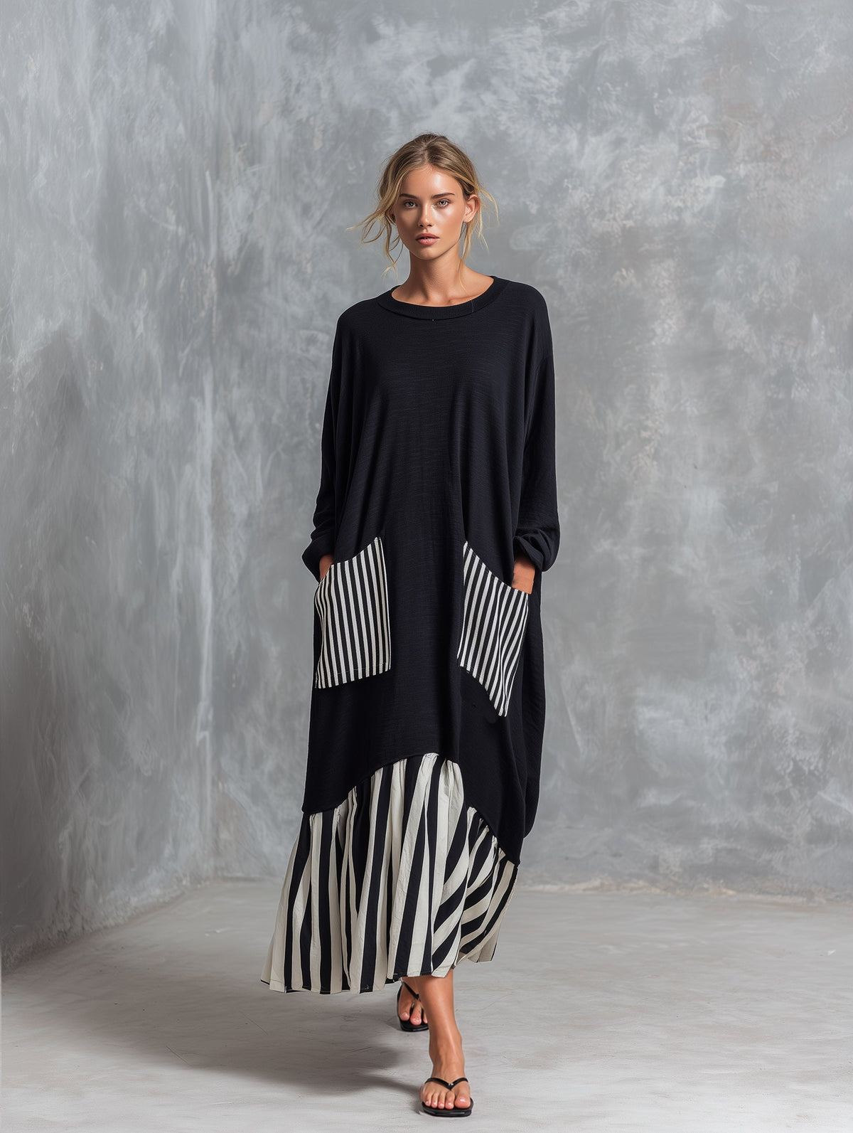 Abito Alba — Lungo Oversize in Cotone Patchwork