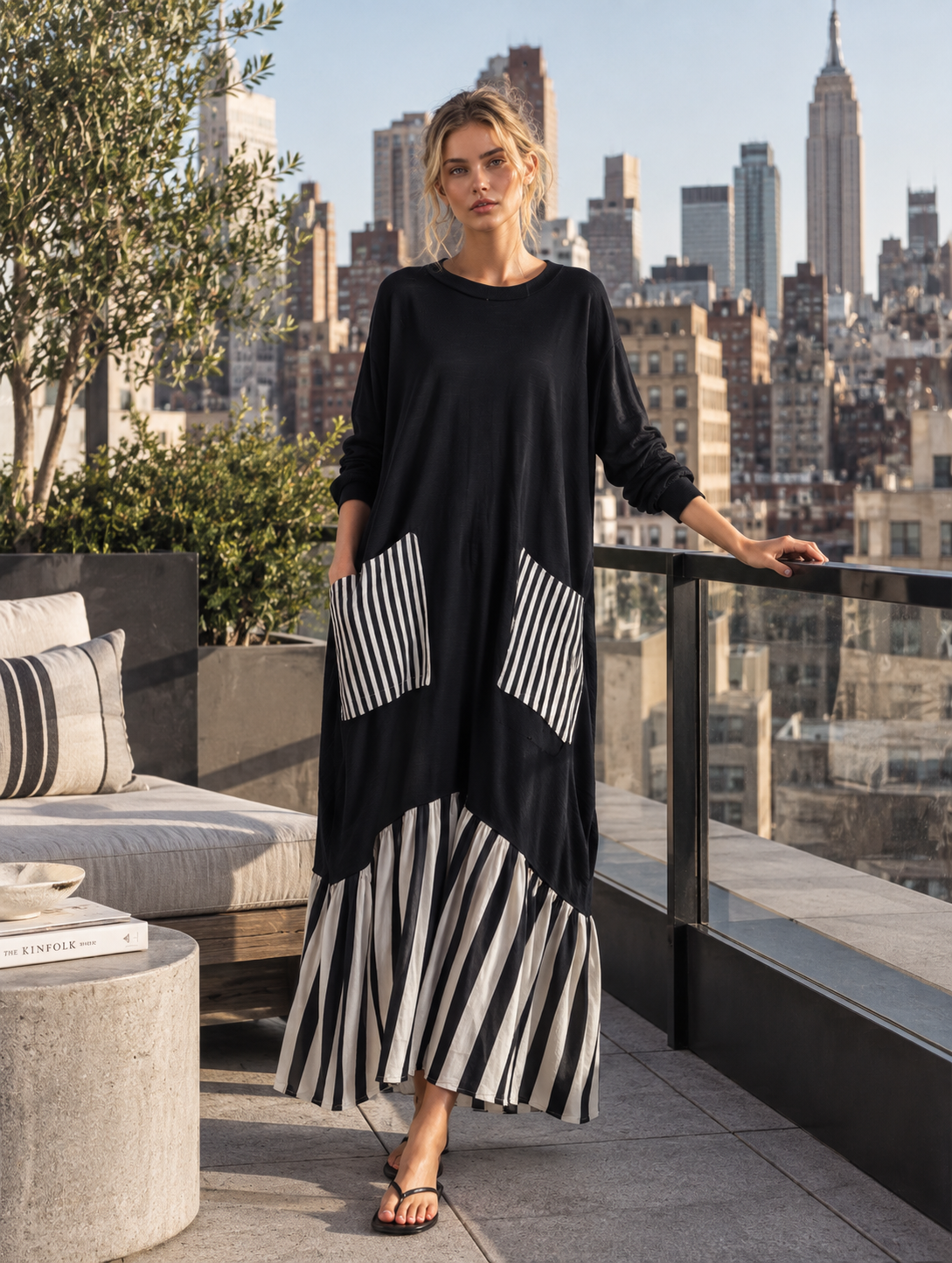 Abito Alba — Lungo Oversize in Cotone Patchwork
