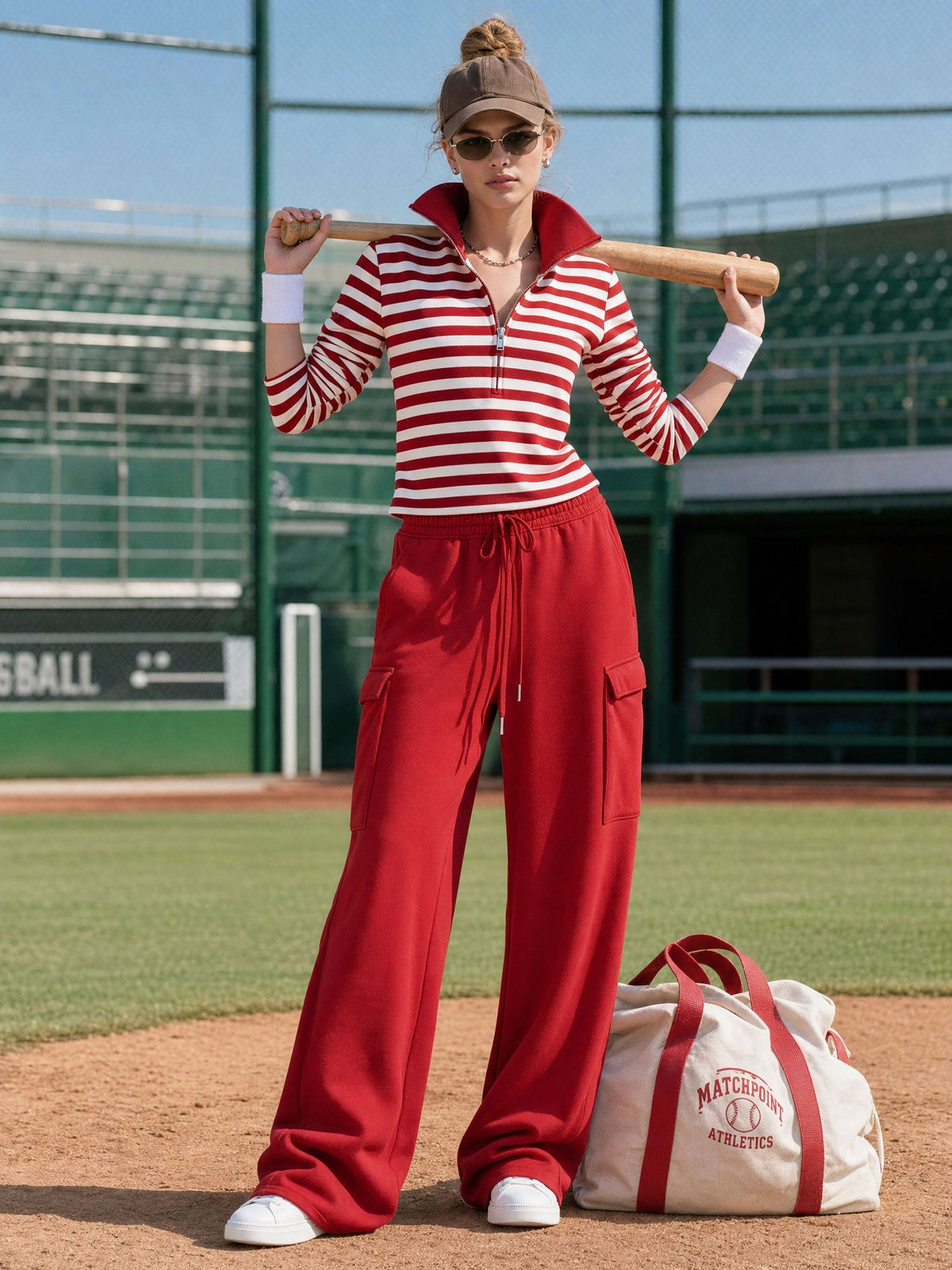 Completo Paula — Felpa a righe e pantaloni cargo