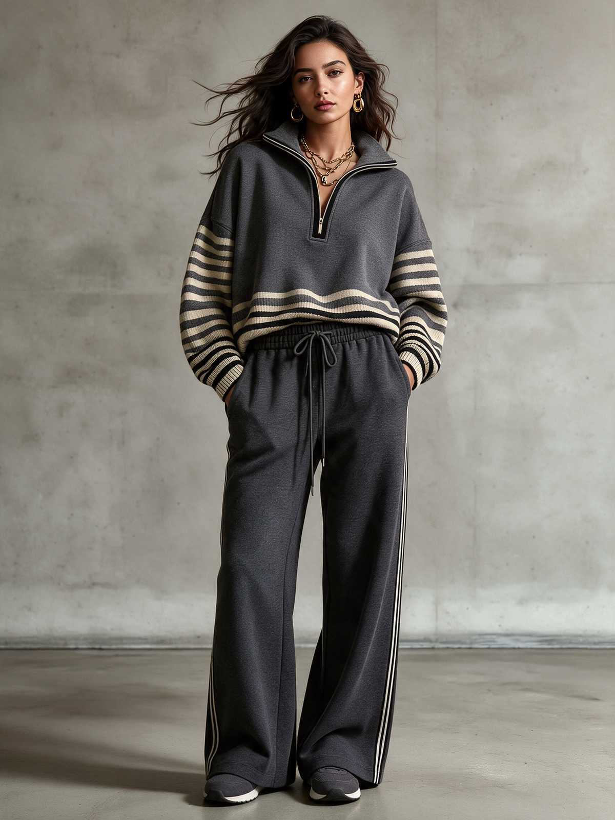 Completo Aitana — Felpa con mezza zip e pantaloni