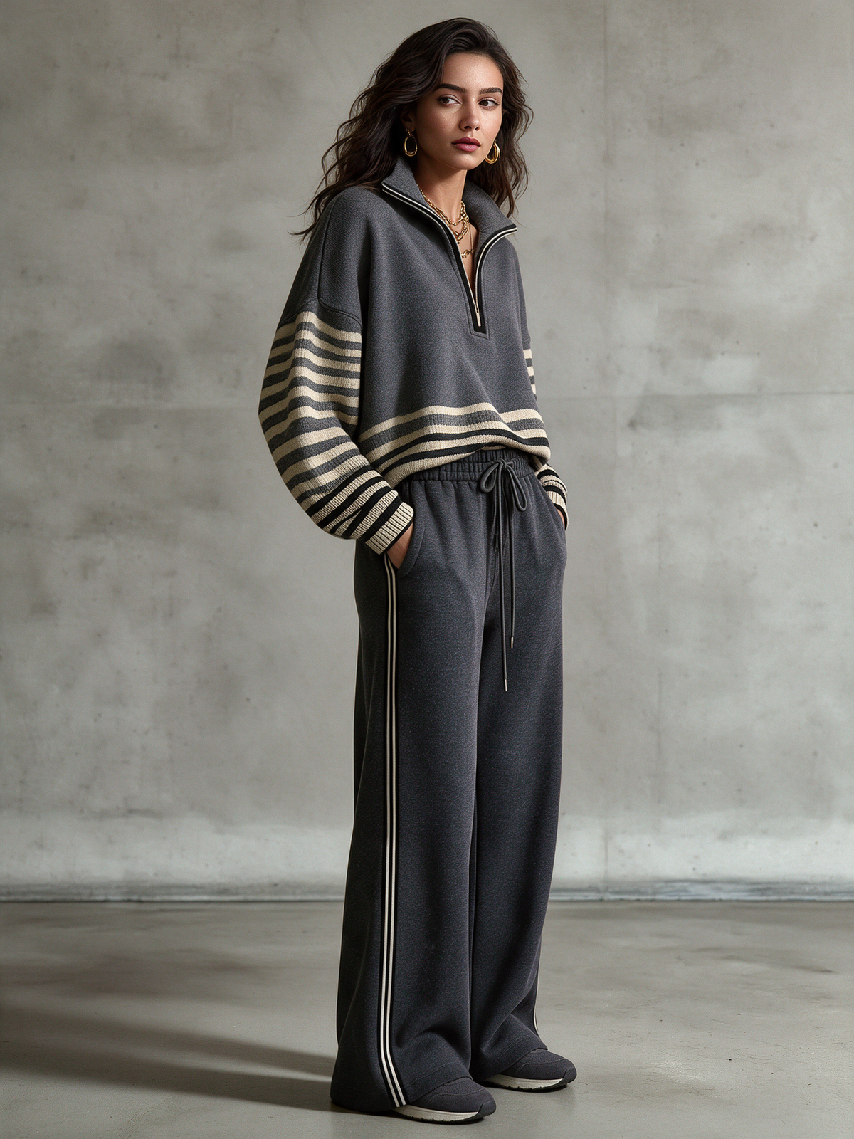 Completo Aitana — Felpa con mezza zip e pantaloni