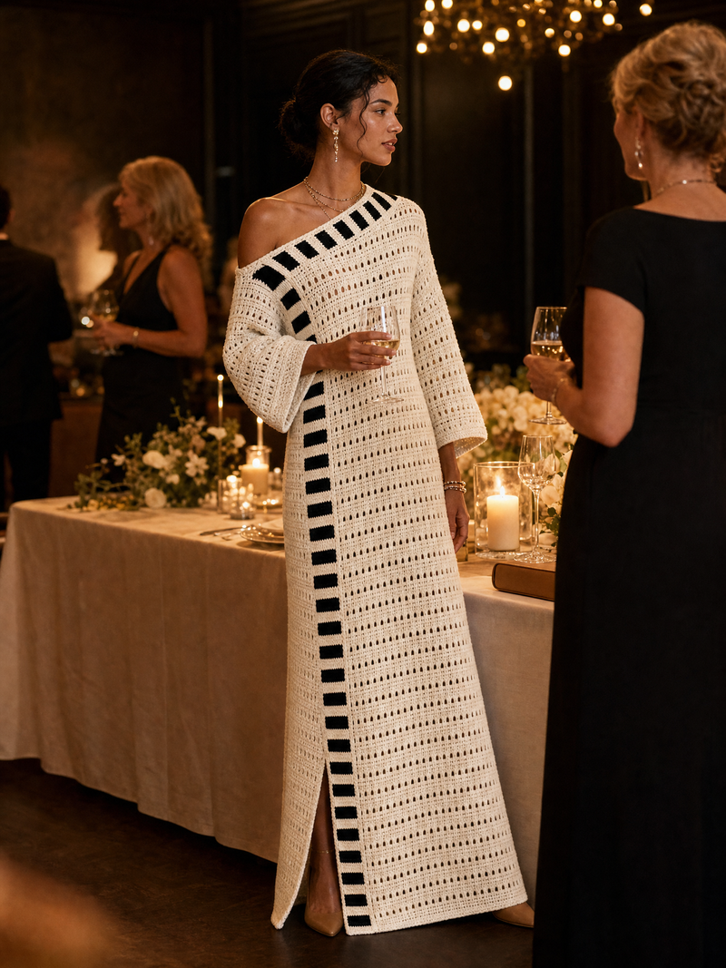 Vestido Noelia — Largo Bohemio de Punto Calado