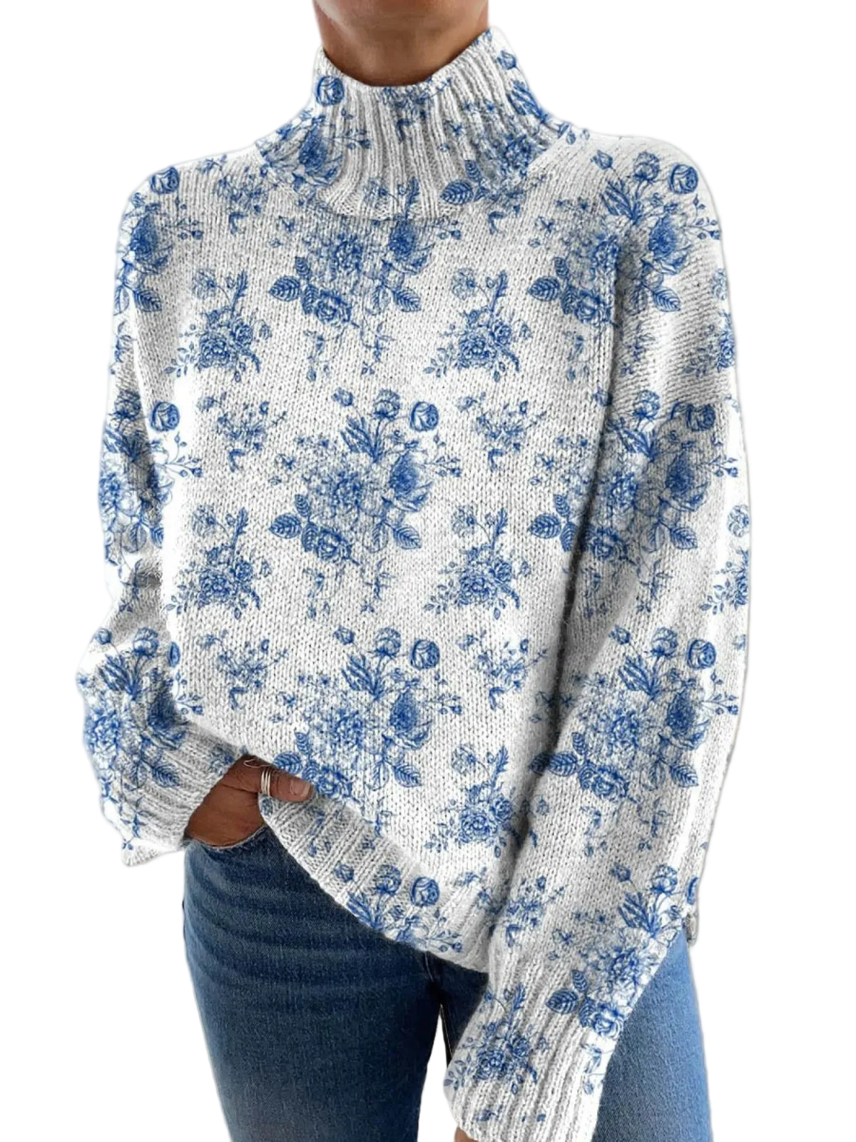 Maglia Ruby — Collo Alto con Fiori