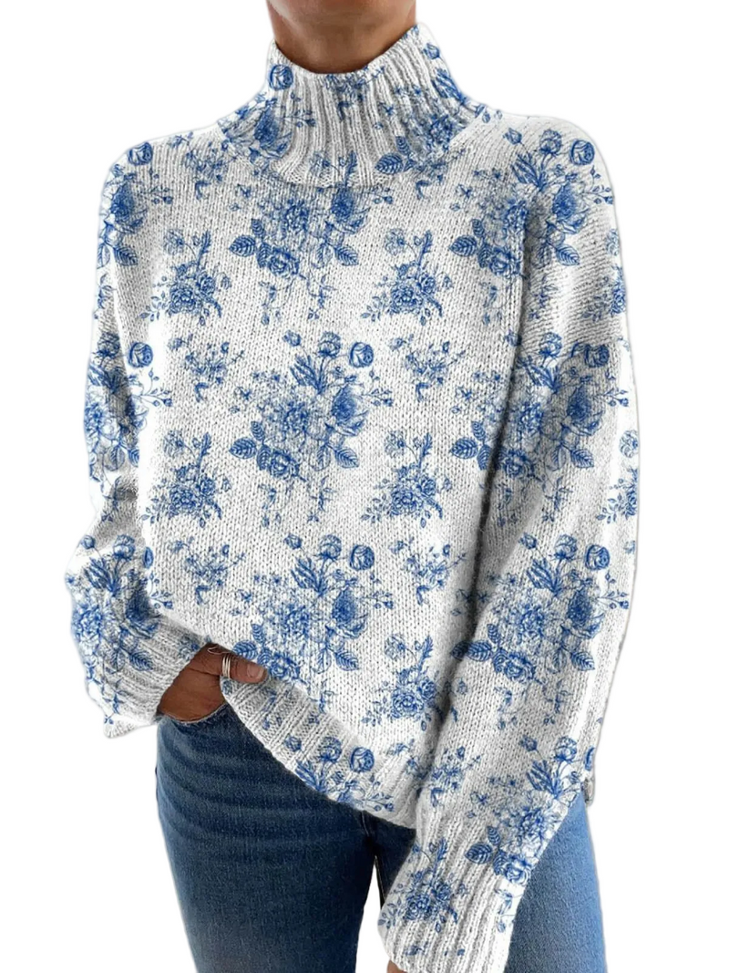 Maglia Ruby — Collo Alto con Fiori
