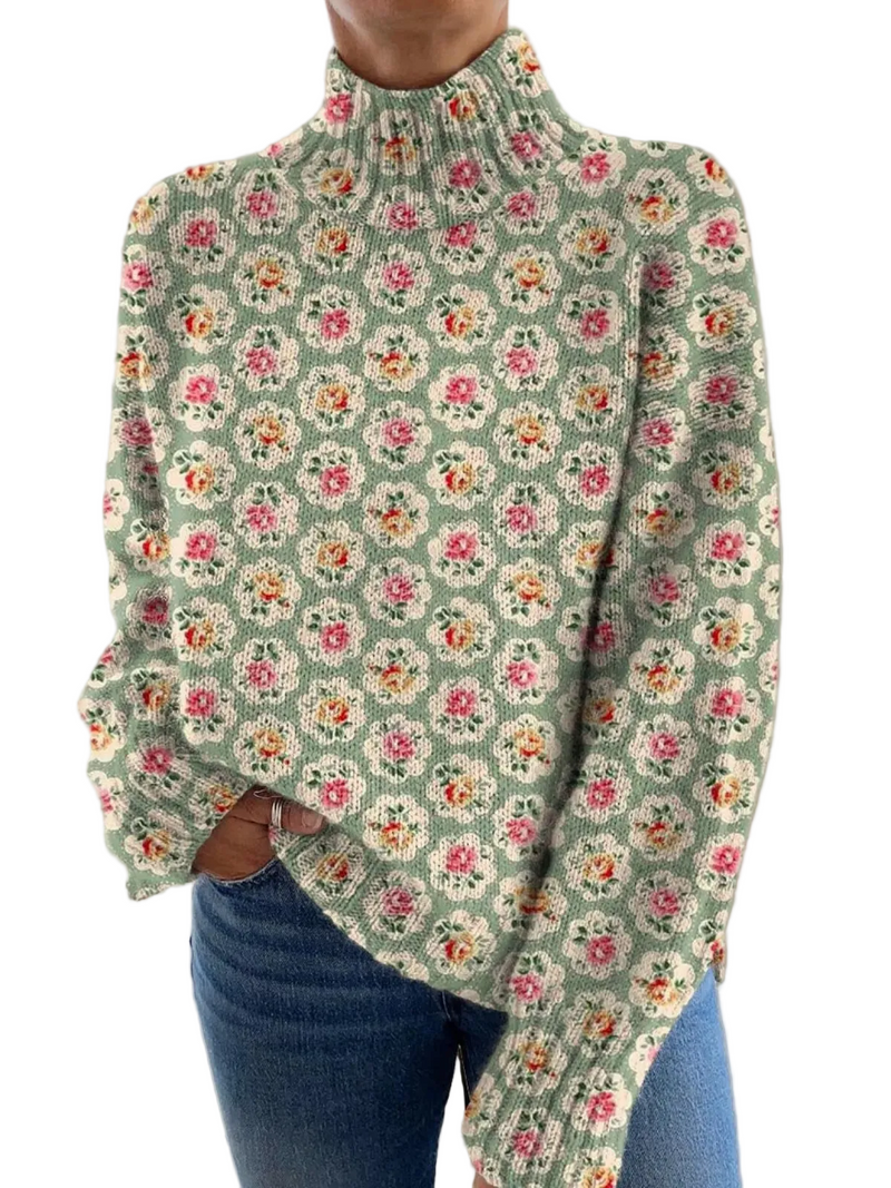 Maglione Chloe — Collo Alto Floreale