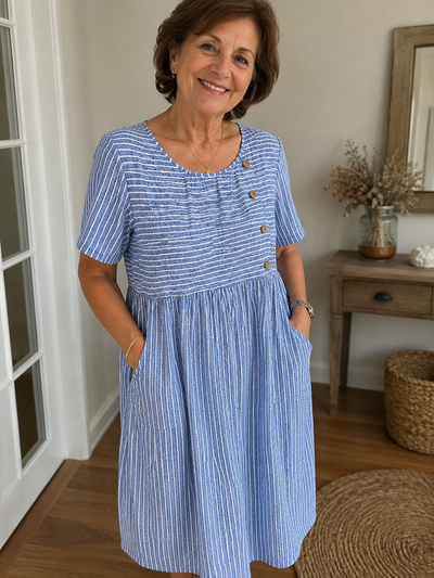 Foto del cliente sobre Maria | Vestido midi a rayas