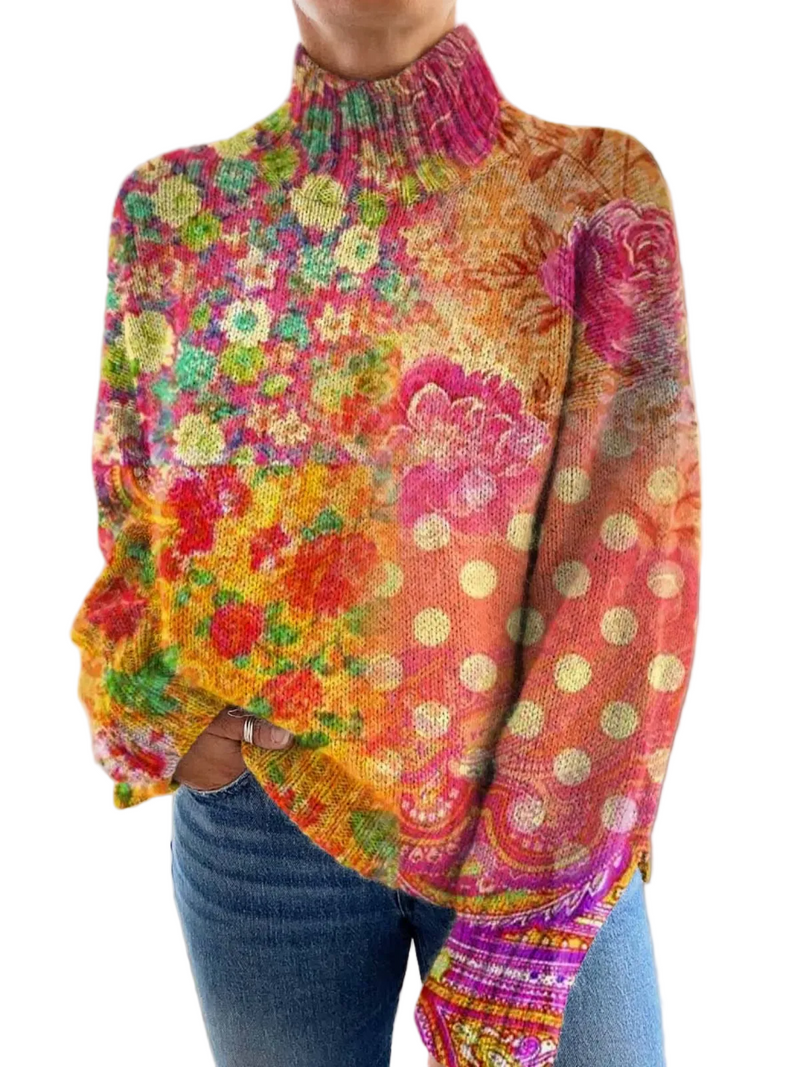 Maglione Abigail — Collo alto a fiori con pois