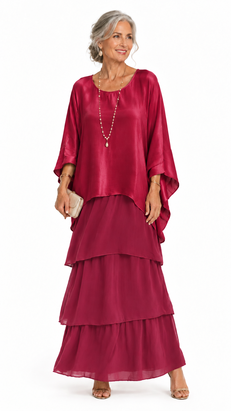 Lara | Vestito maxi fluido - Bordeaux