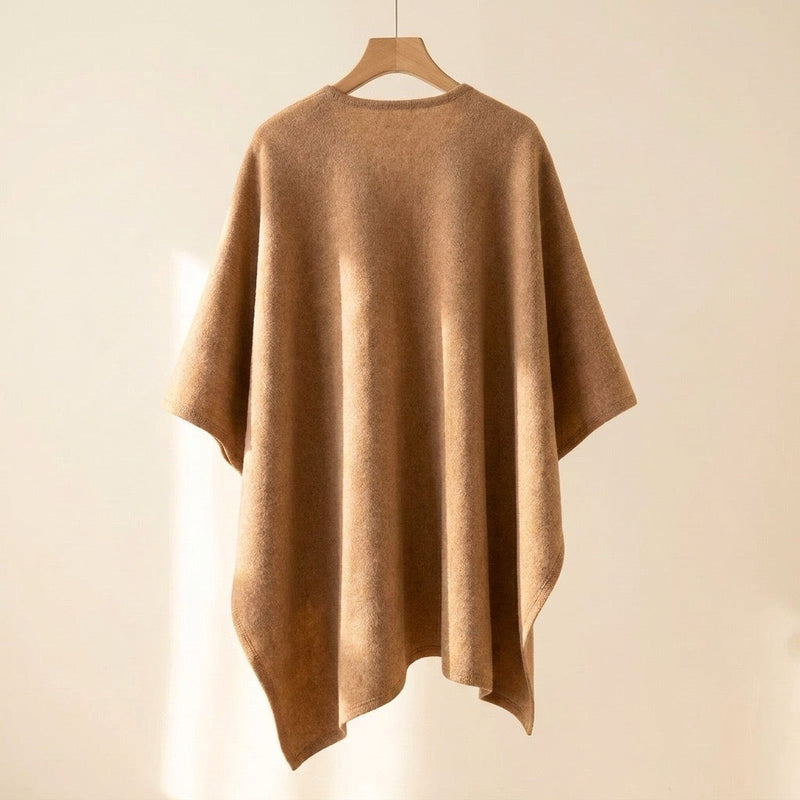 Poncho chal largo camel, vista trasera