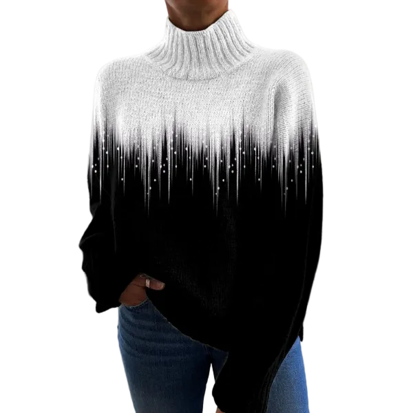 Maglia Matilda — Collo Alto Elegante Bianco e Nero