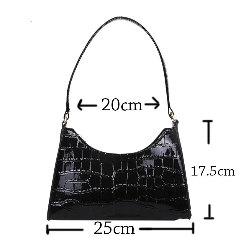 Bolso Baguette Charol Efecto Cocodrilo - verde