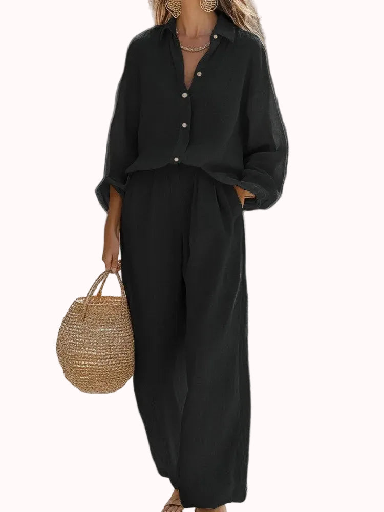 Conjunto 2 piezas camisa y pantalón - color Negro