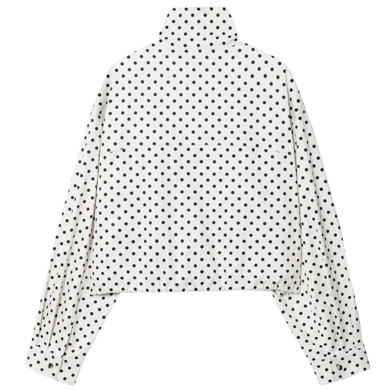 Chaqueta Valeria - Blanco, chaqueta bomber de lunares sobre fondo blanco