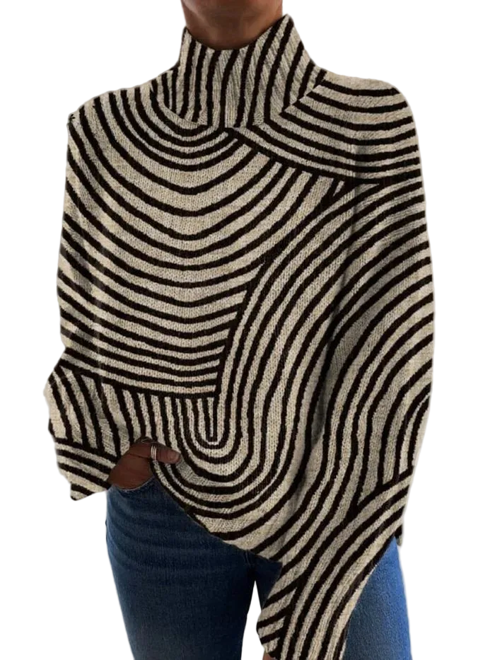 Maglia Sienna — Collo Alto con Motivo a Linee