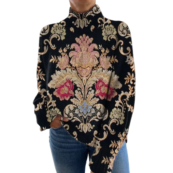 Maglia Harper — Collo Alto Floreale Vintage