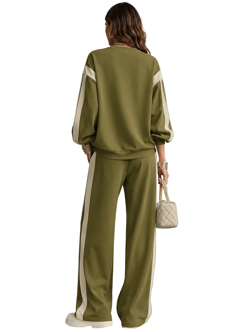 Conjunto Sonia — Sudadera y Pantalón Ancho Verde Oliva