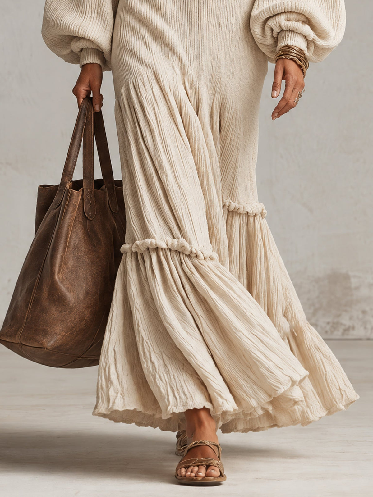 Vestito Consuelo — Lungo Ampio con Maniche a Palloncino