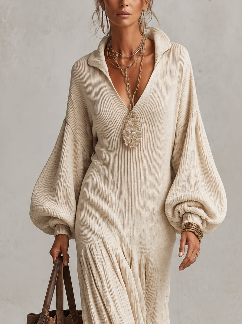Vestido Consuelo — Largo Holgado con Mangas Farol