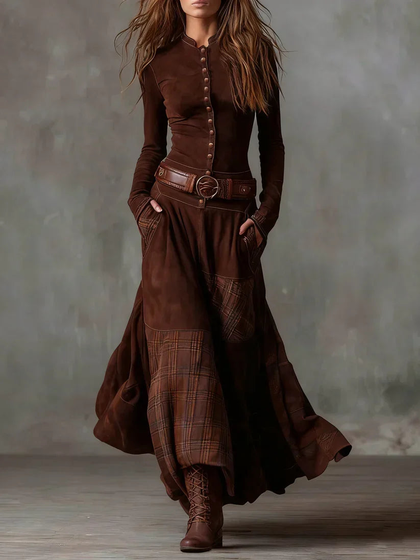 Vestido Eva — Largo de Antelina con Cinturón