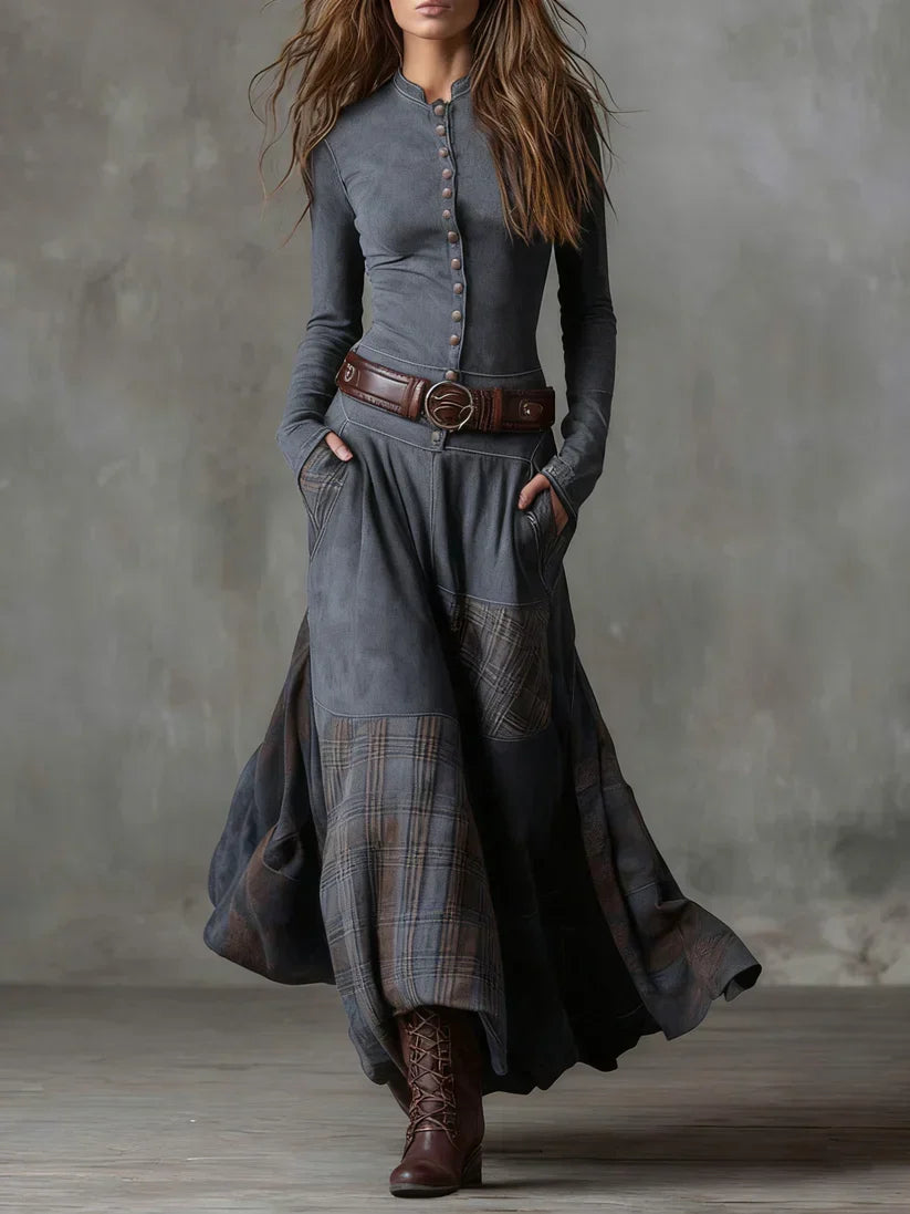 Vestido Eva — Largo de Antelina con Cinturón