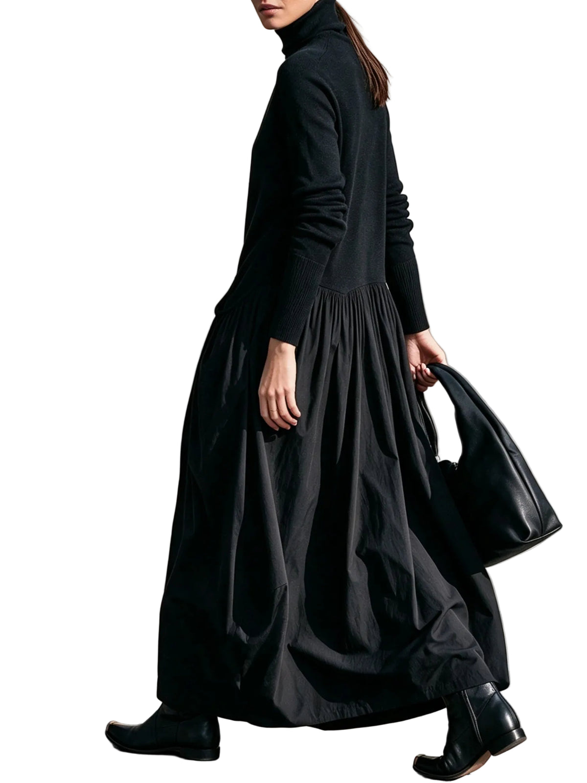 Abito Ana — Maxi Oversize a Collo Alto con Tasche