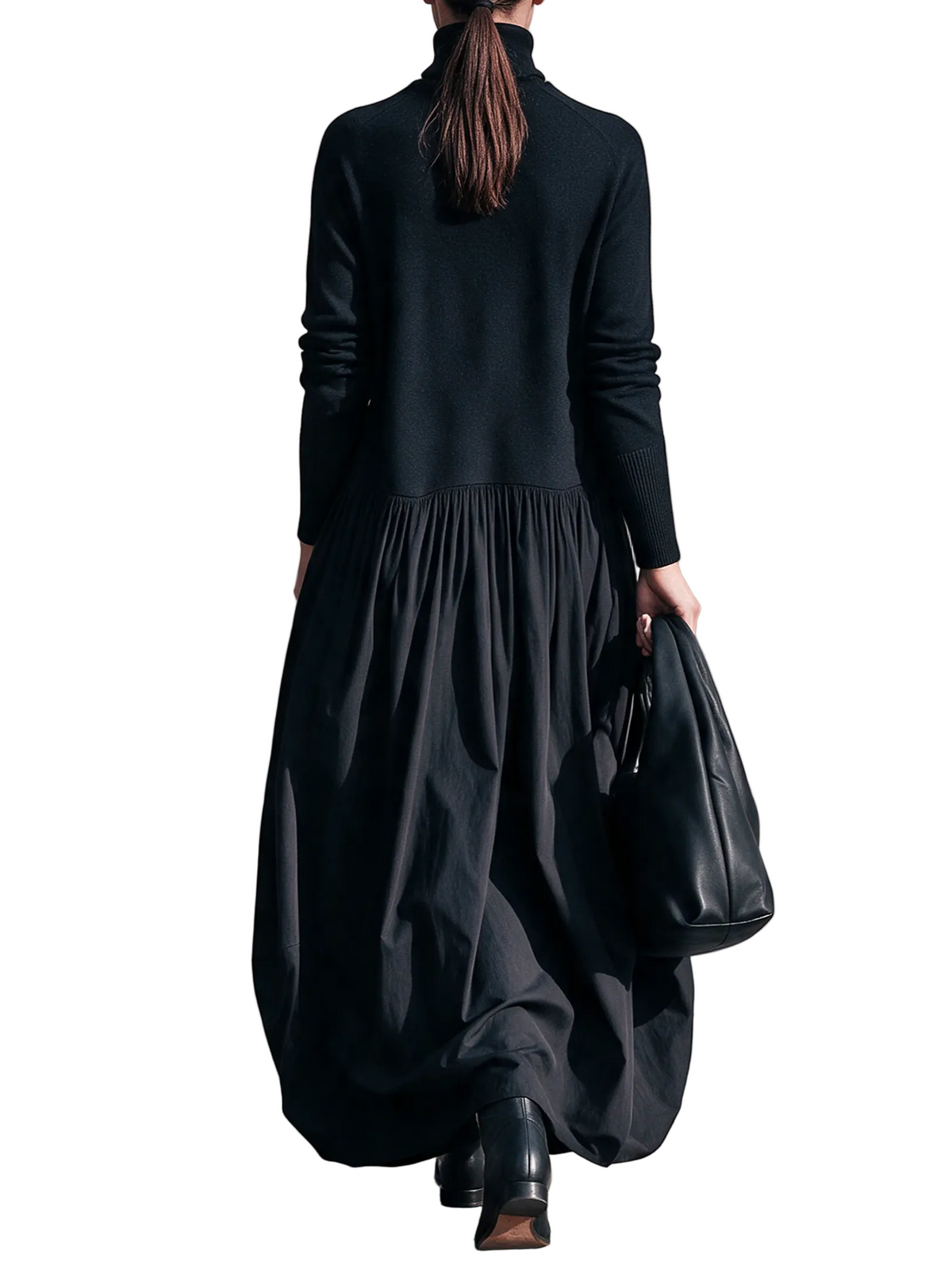 Abito Ana — Maxi Oversize a Collo Alto con Tasche