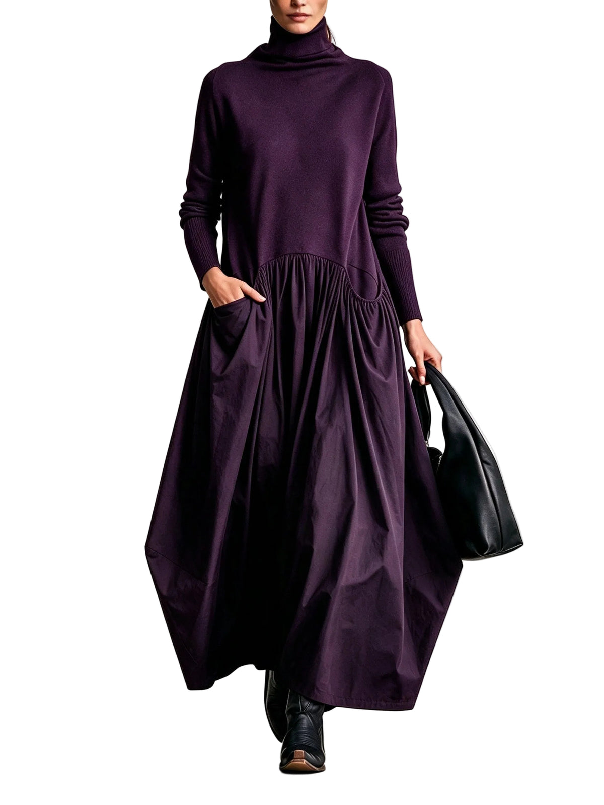 Abito Ana — Maxi Oversize a Collo Alto con Tasche