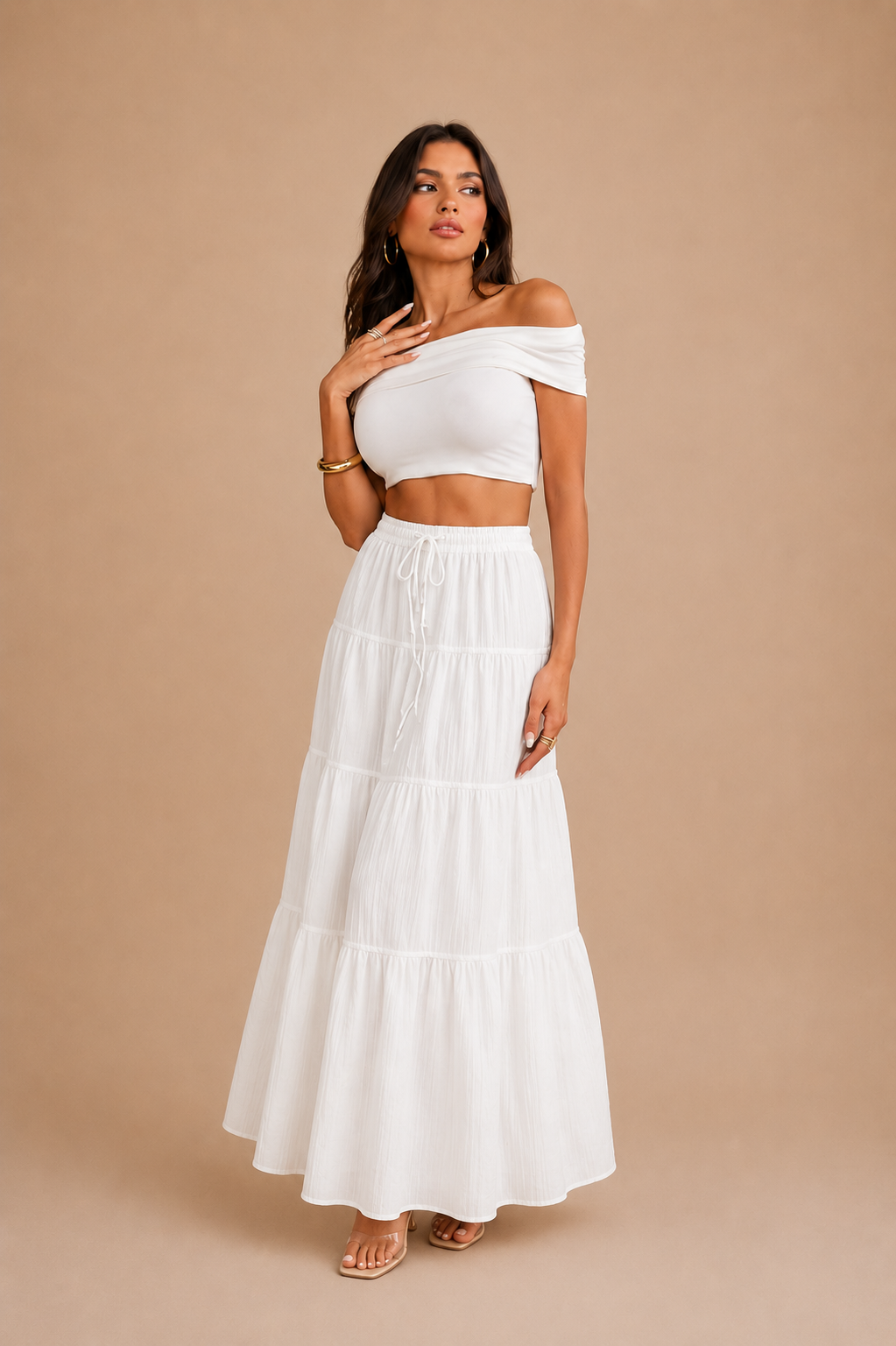 Falda Larga Boho de Cintura Elástica