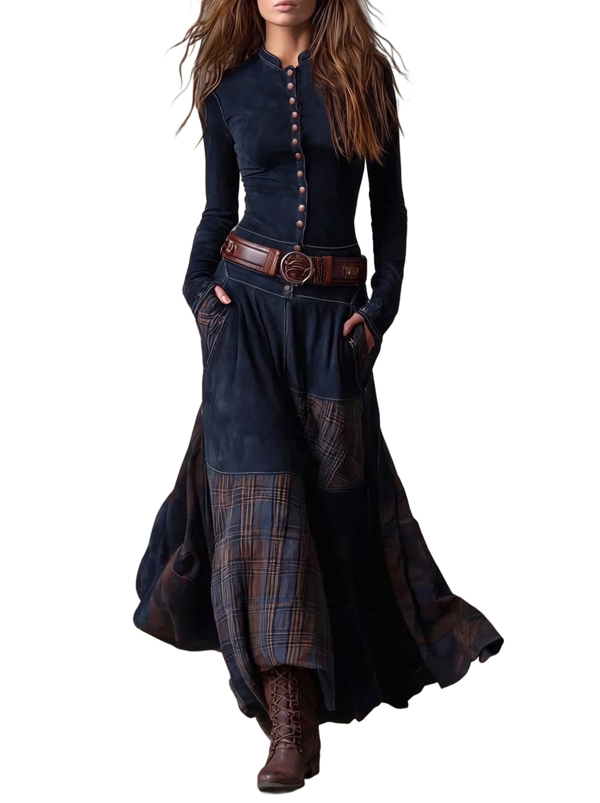 Vestido Eva — Largo de Antelina con Cinturón