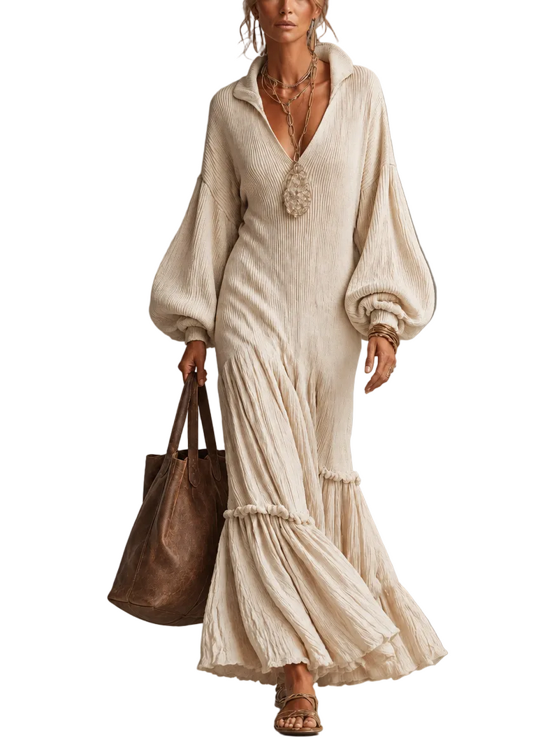 Vestido Consuelo — Largo Holgado con Mangas Farol