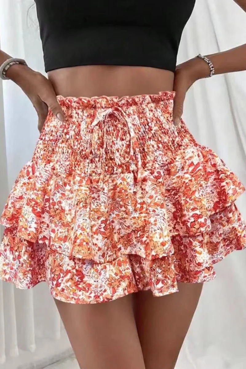 Pantalón Falda Floral con Efecto Drapeado