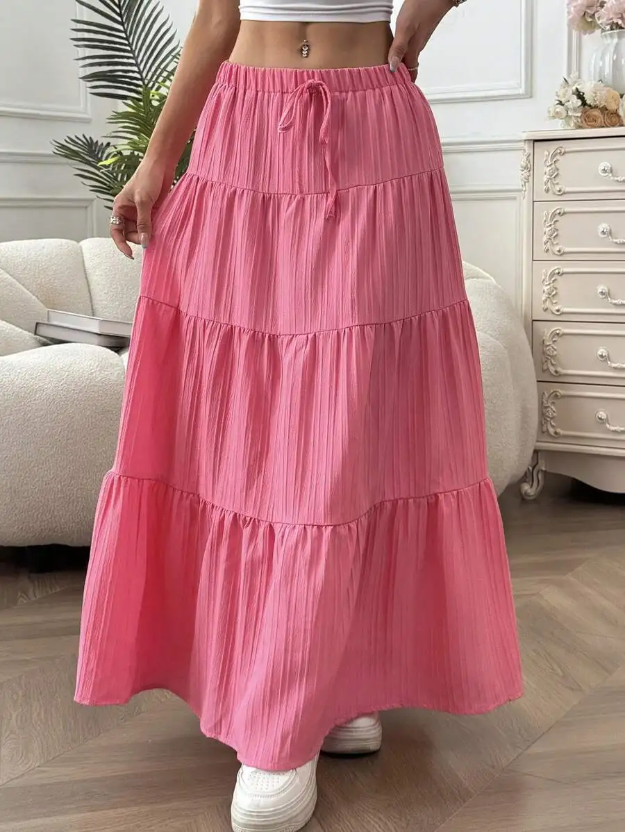 Falda Larga Boho de Cintura Elástica