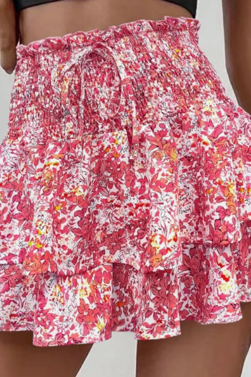 Pantalón Falda Floral con Efecto Drapeado