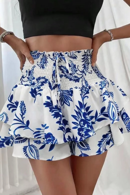 Pantalón Falda Floral con Efecto Drapeado