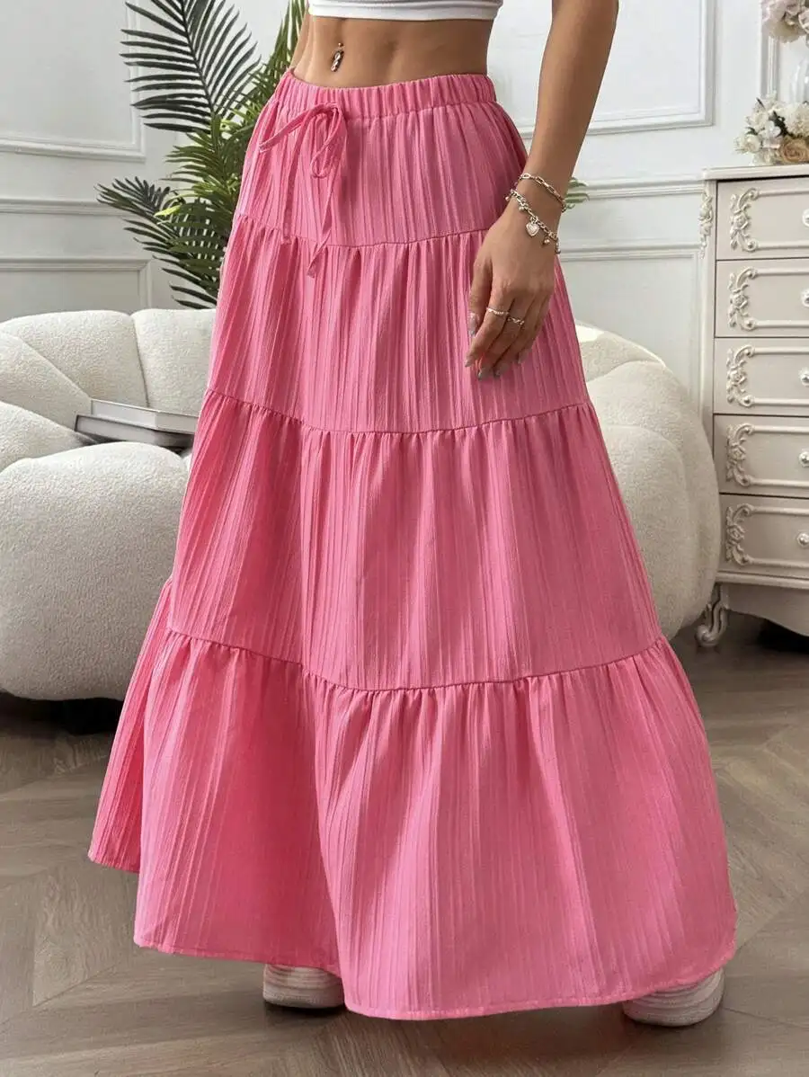 Falda Larga Boho de Cintura Elástica