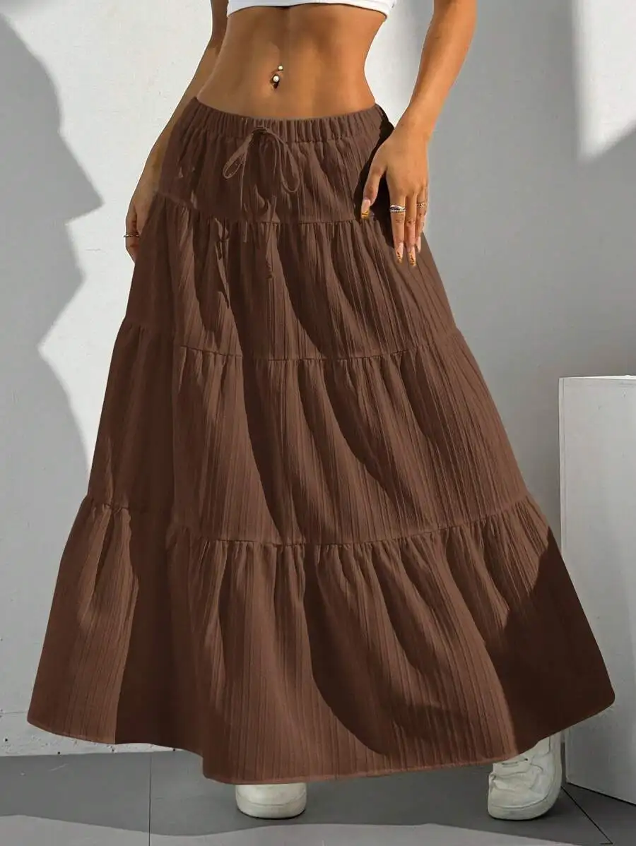 Falda Larga Boho de Cintura Elástica