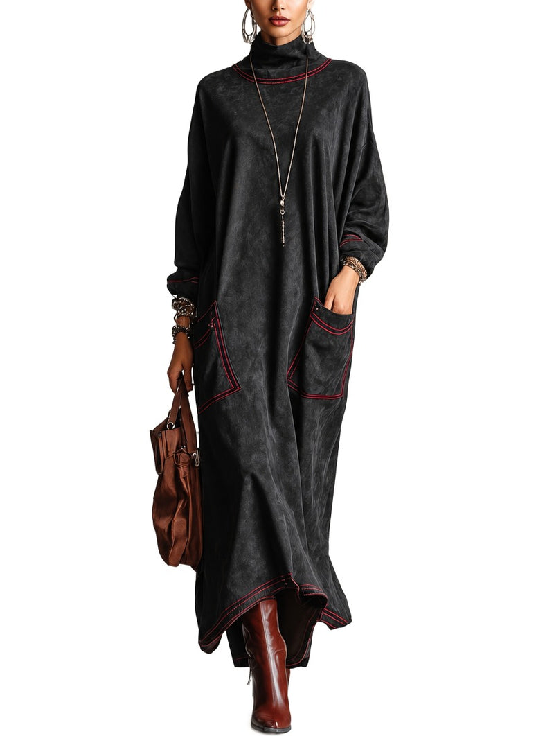 Vestido Estela — Largo de Ante con Pespuntes en Contraste