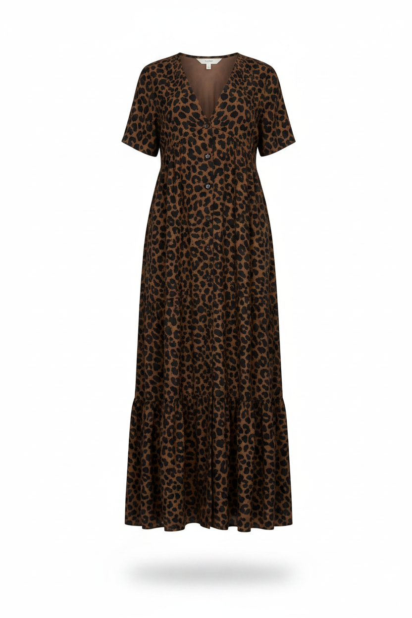 Vestido largo estampado de leopardo